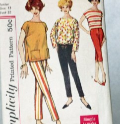2814 SIMPLICITY 1950S OVERBLOUSE LENGTHS, PANTS 2 LENGTHS PATTERN 14 34" BUST